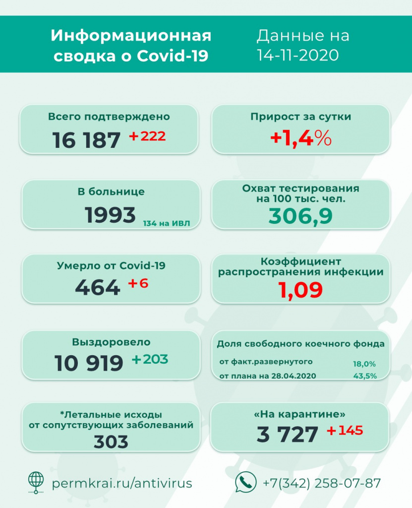 В Пермском крае зарегистрировано 222 новых случая коронавируса. Последние новости о COVID-19