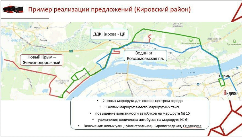 В Перми могут запустить три новых маршрута в Кировском районе